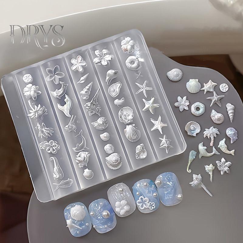 1 Chiếc Khuôn Silicon Trang Trí 3D Acrylic Hình Hoa Lily, Vỏ Conch, San Hô, Sao Biển DIY Móng Nghệ Thuật