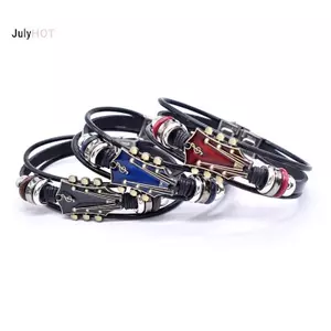 Đàn Guitar Vòng Tay Punk Rock Handmade từ Da PU, Phong Cách Retro