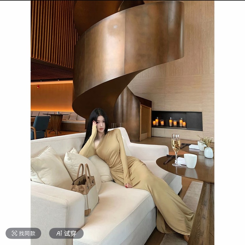 2026 Phiên Bản Hàn Quốc Thiết Kế Sense Royal Sister Style Slim-fit Slim-fit Phù Hợp Với Tính Khí Thời Trang Váy chữ a eo hẹp Nữ