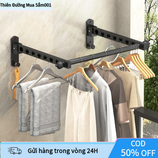 【COD】Giá treo và phơi quần áo gắn tường, kết hợp thanh nhôm nhẹ và móc thép, mang lại giải pháp lưu trữ hiệu quả, bền lâ