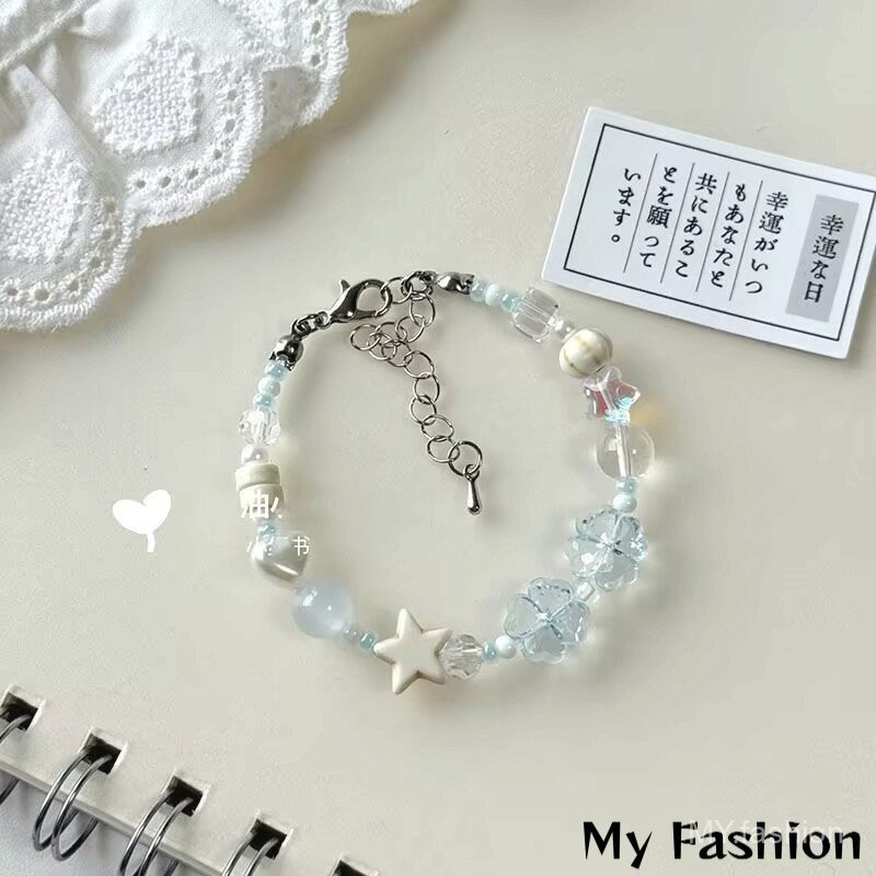 Vòng tay thủy tinh cỏ ba lá bốn lá - Có thể điều chỉnh size - Quà tặng đẹp cho bạn gái và bé gái