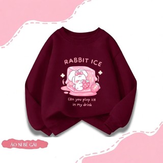 Áo sweatshirt mỏng cổ tròn màu đỏ tía in một mặt dành cho bé gái, kiểu dáng thời trang, đa năng và thoải mái.