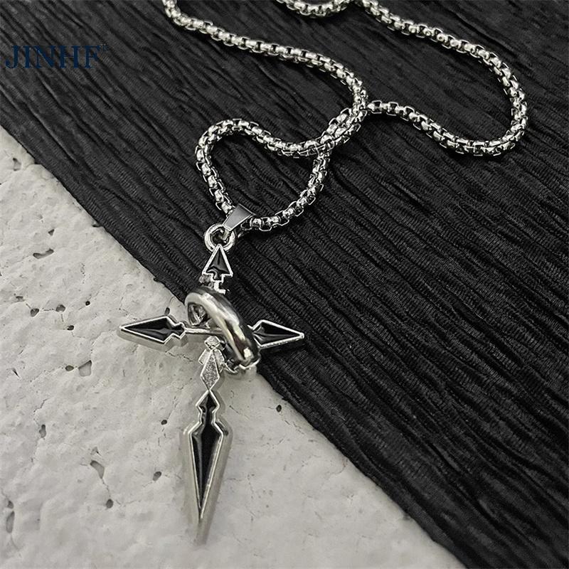 JINHF Vintage Chữ Thập Mặt Dây Chuyền Vòng Cổ Cho Nam Đa Năng Dây Chuyền Hợp Thời Trang Mồ Hôi Áo Punk Dây Chuyền Trang Sức Quà Tặng HOT