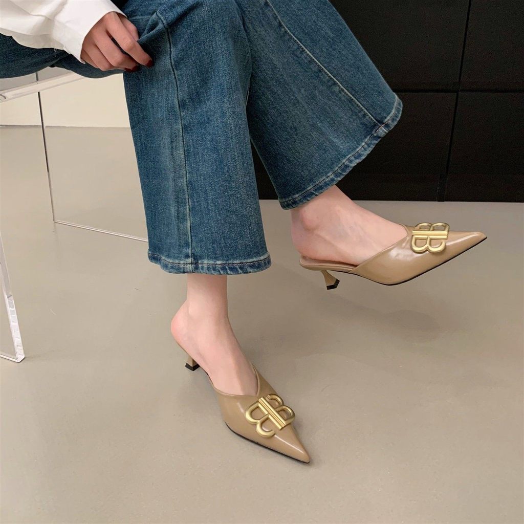 TT Mũi Nhọn Khóa Kim Loại Nữ Thời Trang Phù Hợp Với Giày Sandal Nữ Cao Chống Trơn Trượt