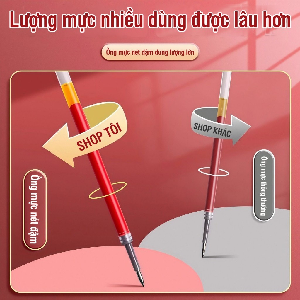 Bút bi mực đỏ cao cấp cho học sinh, ngòi 0.5mm viết êm tay, mực ra đều khô nhanh, đồ dùng học tập cần thiết