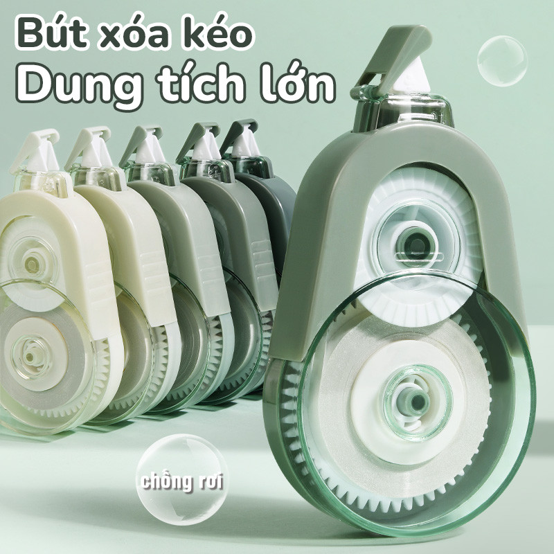 Bút xoá kéo học sinh màu pastel nhẹ nhàng, xóa mượt tay, xóa sạch rõ nét, Set 5 cuộn xoá 100m dùng lâu