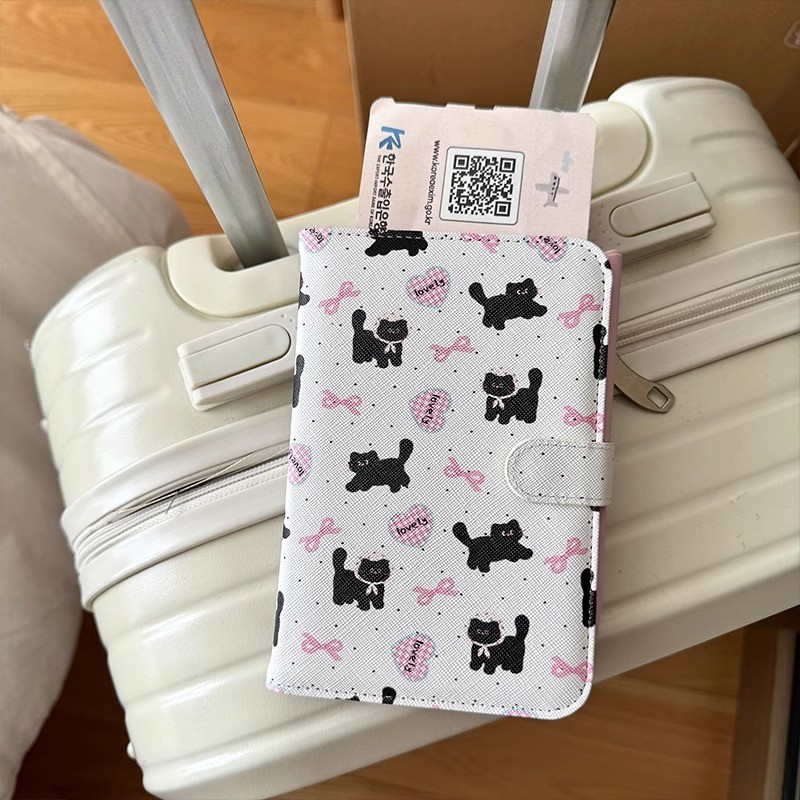 Hộp đựng hộ chiếu hình mèo bướm dễ thương - Túi đựng tài liệu du lịch đa chức năng hoạt hình