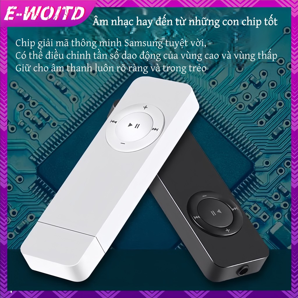 E-WOITD Plug-In Card Mp3 Player có tai nghe Lecteur Music Hi-Fi Chạy thể thao Âm thanh di động Phương tiện truyền thông Phụ kiện học sinh HNVN