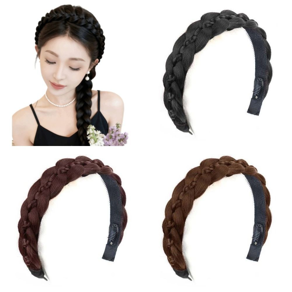 GOJO Bện Băng Đô Tóc Giả - Mũ Tổng Hợp Bím Xương Cá, Thiết Kế Handmade Có Thể Điều Chỉnh