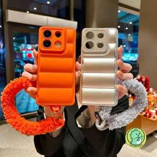 Vỏ áo khoác xuống có dây buộc sang trọng cho Xiaomi Poco X7 X6 X5 X2 Pro F6 F5 Pro F4 5G 4G Vỏ sang trọng Vỏ điện thoại mềm màu kẹo đơn giản dễ thương
