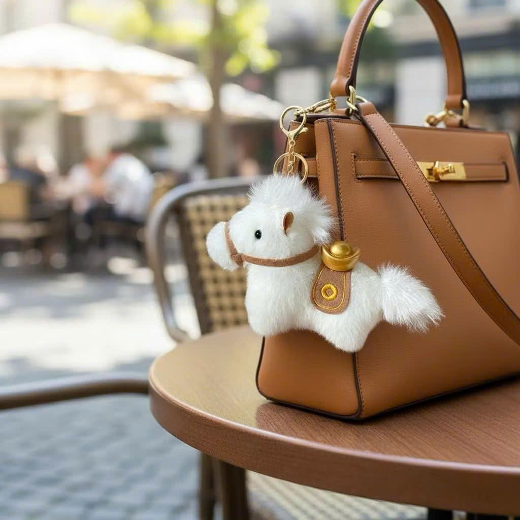 Móc khóa Ngựa bông 15cm cao cấp – Ngựa may mắn treo xe ,treo túi, treo chìa khóa, Quà tặng dễ thương