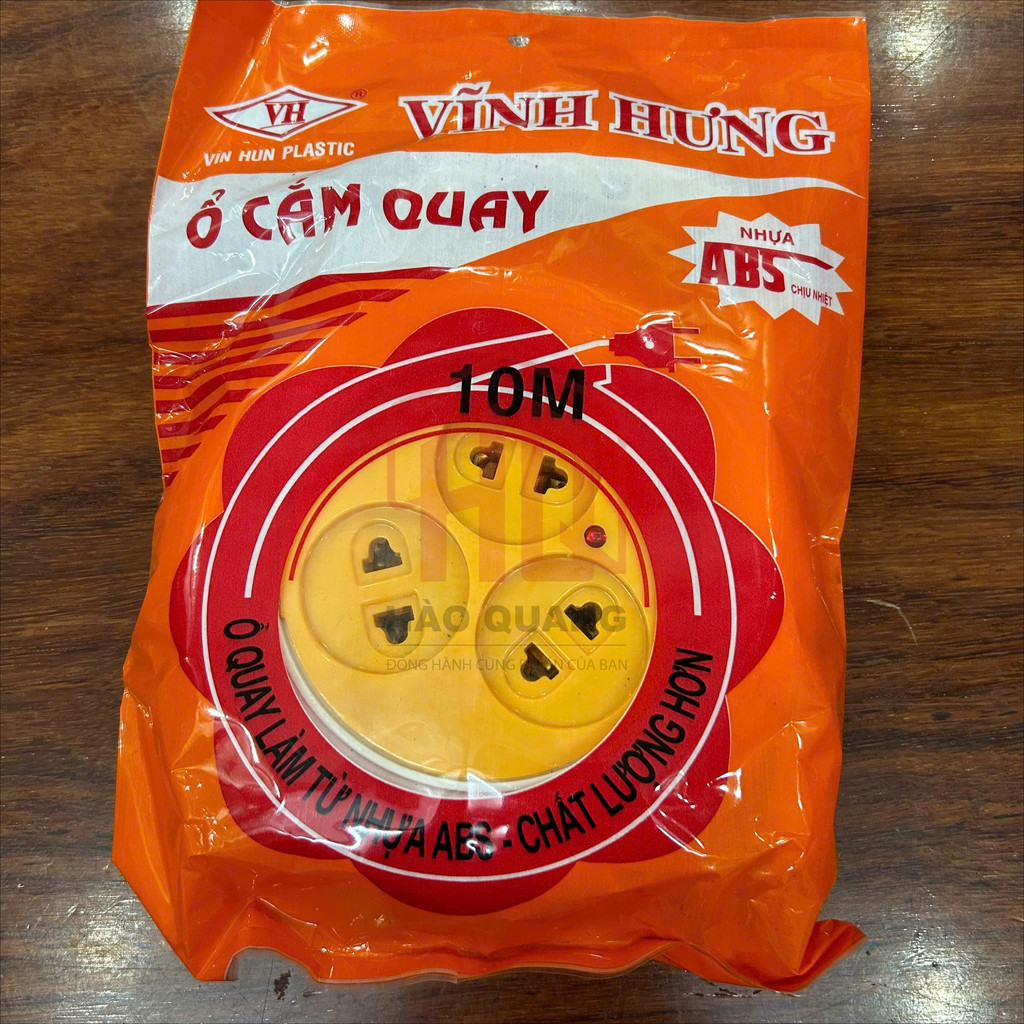 3 Ổ Cắm Quay Kéo Dài 10M Vĩnh Hưng – 3 Lỗ Cắm Đa Năng, Nhựa ABS Chịu Nhiệt, An Toàn Điện