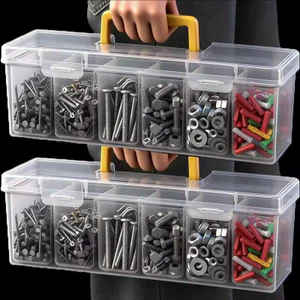 Hộp lưu trữ PP trong suốt có ngăn, Dụng cụ sắp xếp phần cứng có thể xếp chồng lên nhau chống ẩm cho ốc vít Dụng cụ nhỏ, Thiết kế tay cầm di động