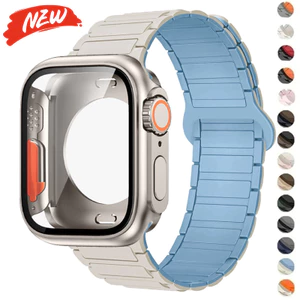 Thay đổi sang Ultra Cover PC Case + Dây đeo silicon Tương thích cho Apple Watch Series11 / 10 42mm 46mm 45mm 44mm 41mm 40mm 9 8 7 6 5 SE