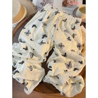 Quần Ống Rộng – In Bướm Đính Đá, Lưng Thun Streetwear Unisex, 3 màu cá tính.