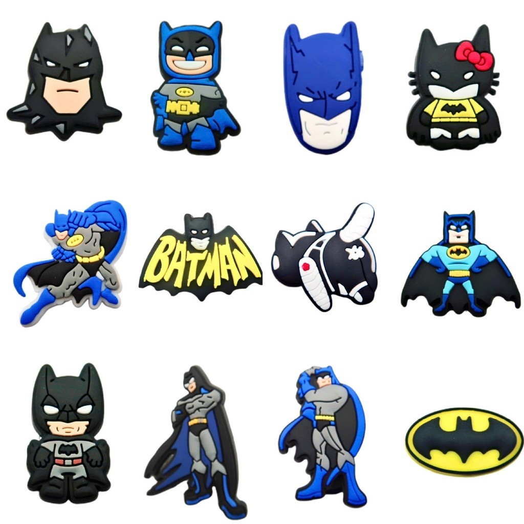 Set 12 Sticker/ Charm gắn dép siêu nhân batman