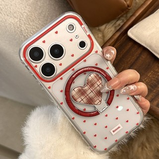 [Sheren] Vỏ điện thoại kiểm tra trái tim Burgundy Thích hợp cho i17 16 15 14 13 12 11 pro max Vỏ bảo vệ chống sốc