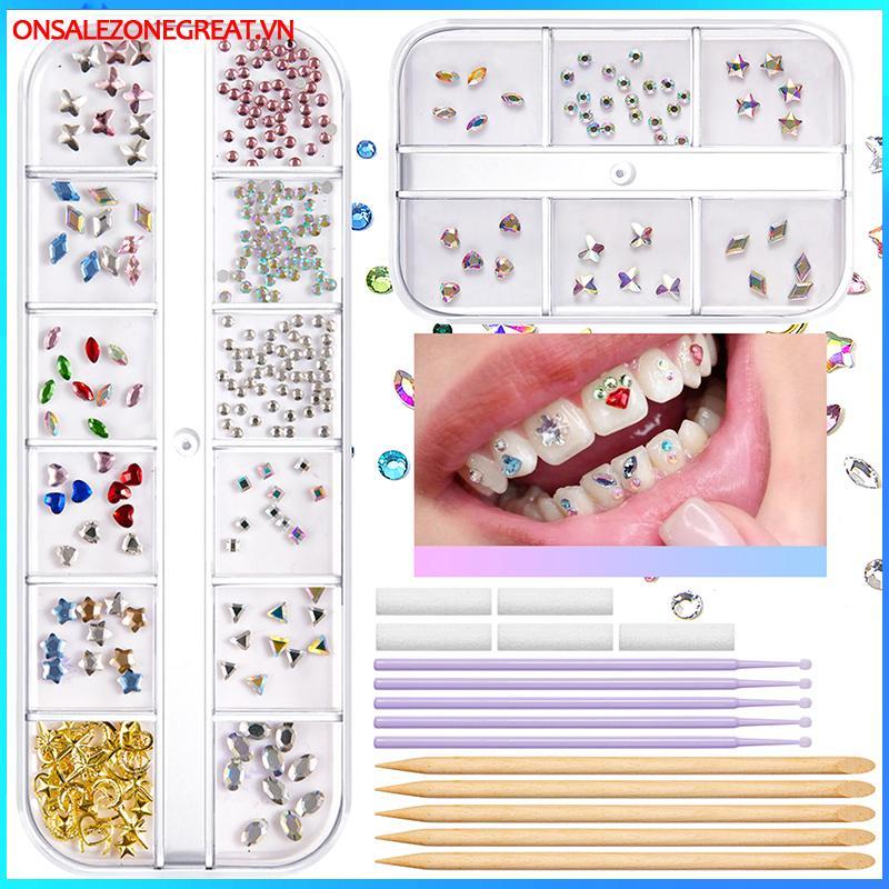 Ons Mới 1 Bộ Răng Nha Khoa Đá Quý Pha Lê Kim Cương Trang Trí Tự Làm Dụng Cụ Nhiều Hình Dạng Màu Răng Trang Sức Răng Giả Trang Sức Trang Trí Trang Sức Tại