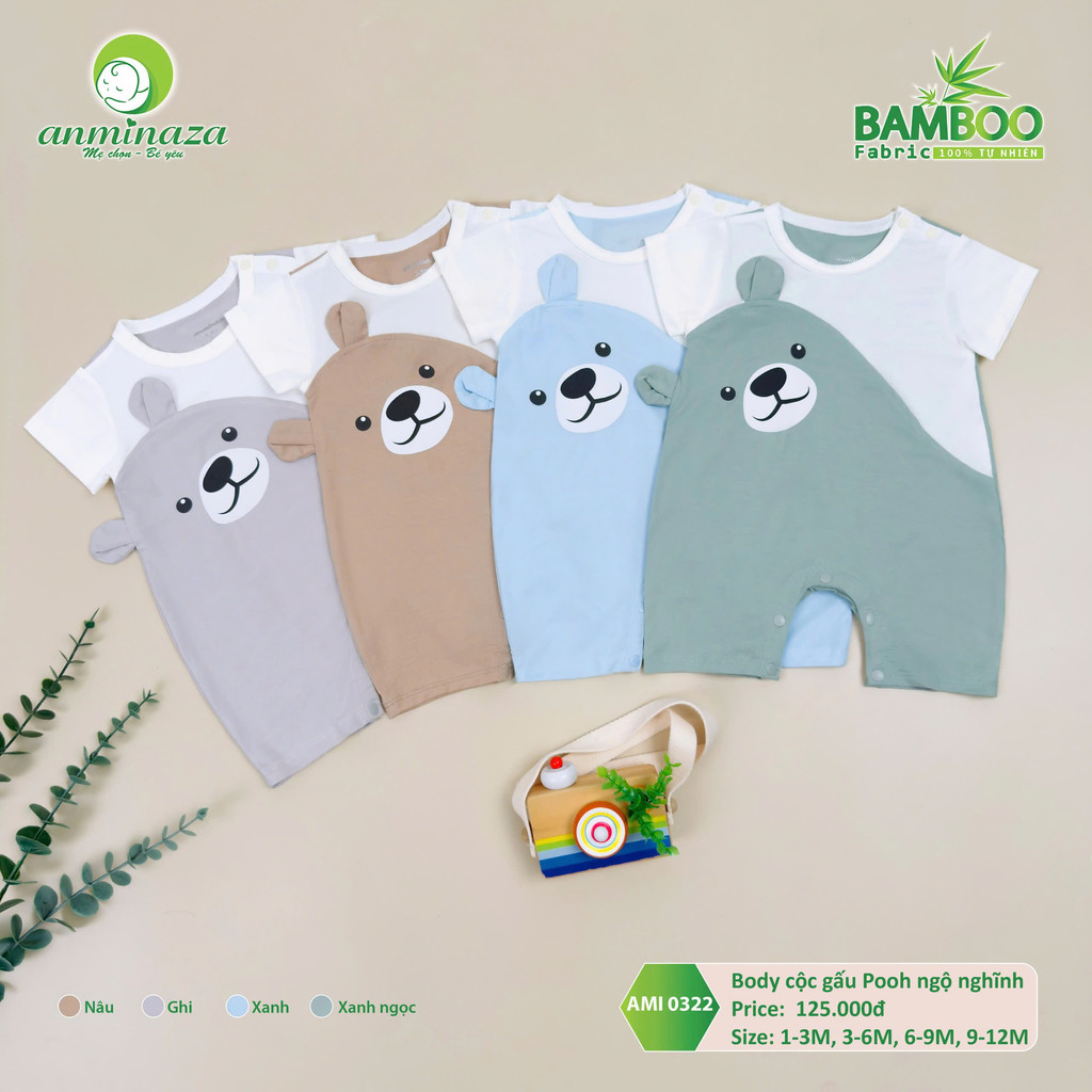 Body Đùi Gấu Pooh Nghỗ Nghĩnh Anminaza Vải Sợi Tre Petit Co Dãn Thấm Hút Tốt - Hàng Chính Hãng AMI0322