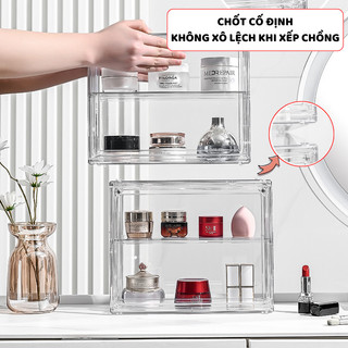 Tủ Trong Suốt Nhựa Arcrylic Bảo Quản Trưng Bày Nước Hoa Mỹ Phẩm Để Bàn Makeup Trang Điểm