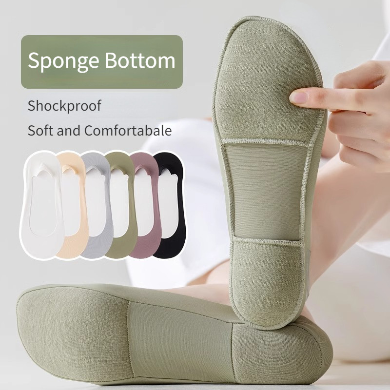 Tất thuyền lụa thoáng khí, chống trượt với đệm không khí xốp - Mới mùa hè