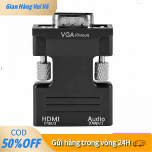 【48h】Bộ chuyển đổi HDMI sang VGA với giắc cắm âm thanh 3.5mm, kết nối PC với máy chiếu hoặc TV HDTV dễ dàng.