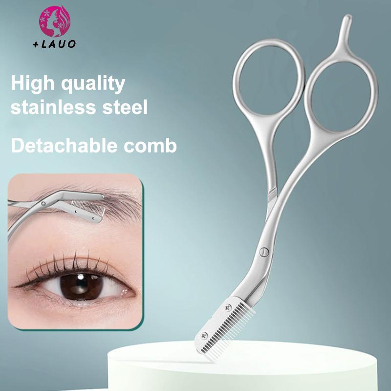 Kéo định hình lông mày 2 trong 1 Springevenstar Withbs, thép không gỉ, kèm chải lông, dụng cụ làm đẹp chuyên nghiệp