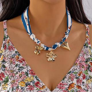 ZTHOME Khăn Mặt Dây Chuyền Satin Boho Vintage với Họa Tiết Trái Tim và Nơ Anh Đào