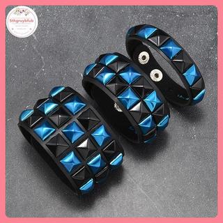 Vòng tay tình bạn thời trang da cổ tay màu xanh, phong cách vintage punk