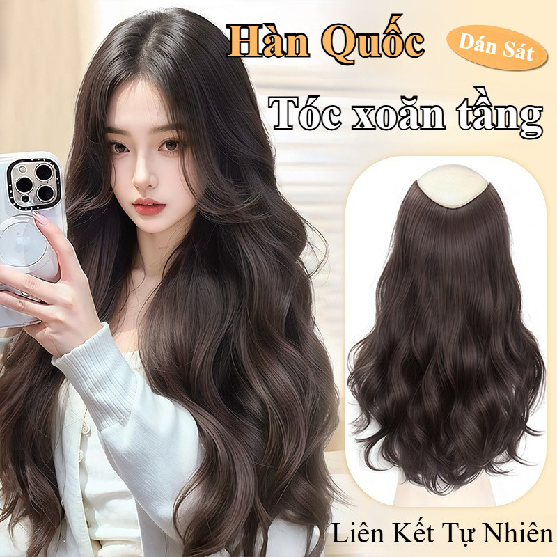 Tóc giả một mảnh, Tóc Xoăn Tỉa Tầng Phong, Thiết Kế Dễ Đeo, Cách Trẻ Trung Tiểu Thư Dài 50cm