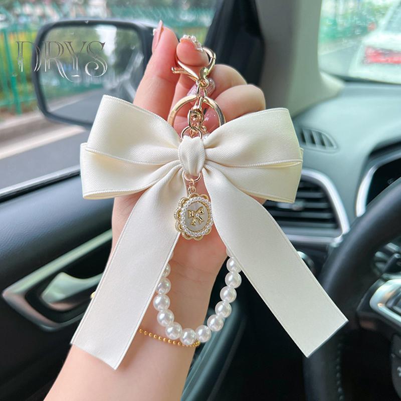 (TFT) Túi Chìa Khóa Mặt Dây Chuyền Phụ Kiện Ngọc Trai Giả Nơ Móc Khóa Vòng Tay Đính Hạt Dễ Thương Móc Chìa Khóa Cho Túi Ví Bapa Xe Charm Ruy Băng MỚI