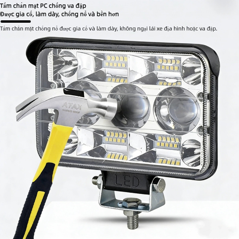 Đèn pha LED Laser siêu sáng 12V-80V, vỏ nhôm chống nước, tuổi thọ 50000h cho xe tải, SUV địa hình