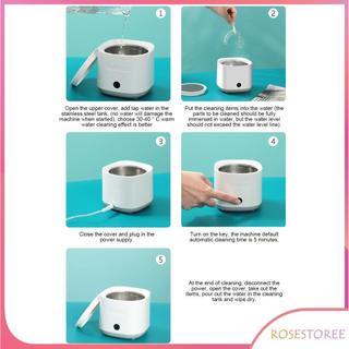 Rosestoree Máy làm sạch răng giả siêu âm Niềng răng vô hình Máy làm sạch chỉnh nha Trực quan hóa nắp mở Thời gian thông minh Đa đối tượng Rung tần số cao 42000HZ Lớp lót bằng thép không gỉ 304