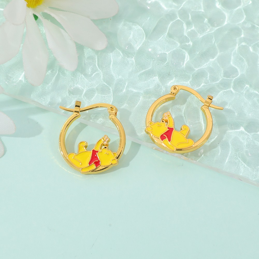 Hoạt Hình Winnie the Pooh Bông Tai Dễ Thương Niche Bông Tai cos Quần Áo Phụ Kiện Quà Tặng Bạn Gái