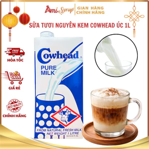 Sữa Tươi Nguyên Kem Cowhead Úc 1L, Thơm Ngon Bổ Dưỡng Tạo Bọt Mịn, Nguyên Liệu Pha Cafe Chuẩn Vị