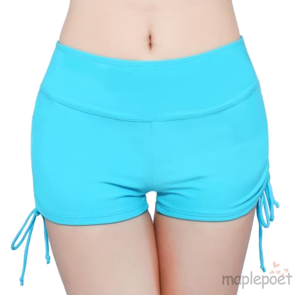 MAPLEPOET-Quần short bơi co giãn bên eo cao dành cho nữ