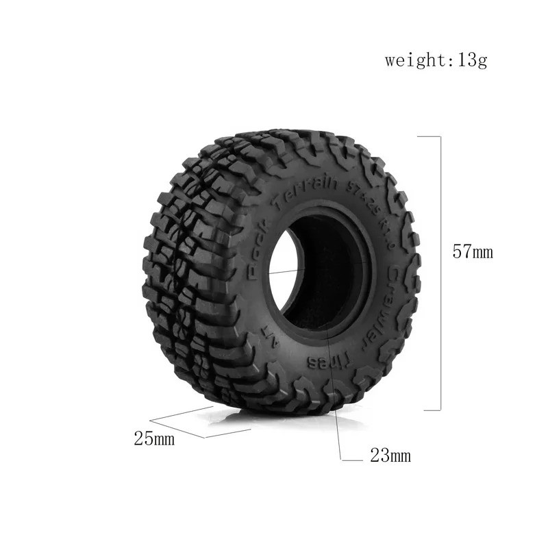 4 57mm 1.0 "Bánh Xe Cao Su Mềm Lốp Bùn Lốp Cho 1 / 18 1 / 24 RC Xe Bánh Xích Trục SCX24 Bronco AX24 TRX4M FMS FCX24 Enduro24