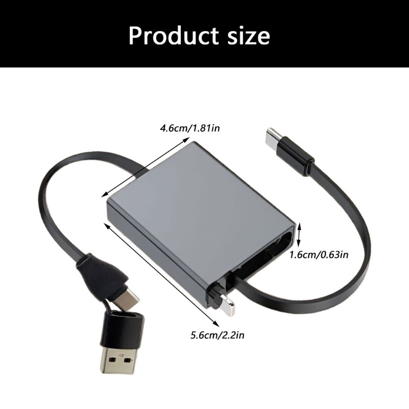 Cáp USB co giãn di động GODD với dây sạc kính thiên văn đầu ra 66W Kết cấu hợp kim nhôm cho nhiều điện thoại khác nhau