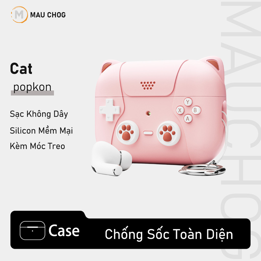 Ốp In Hình Mèo Cat Cute Dễ Thương Chống Bẩn Kèm Móc Khóa Cho Airpods Pro 3 2 Airpods 4