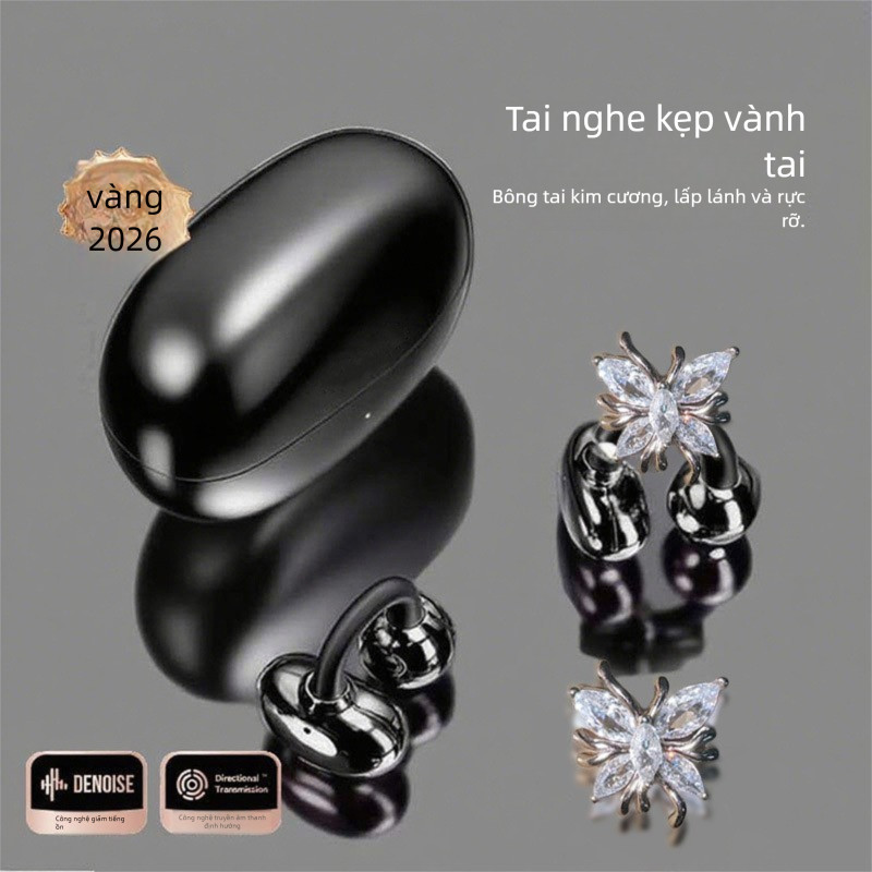 【Hàng Có Sẵn】Tai nghe Bông tai butterfly Bluetooth không dây Đeo vững không rơi Siêu tiết kiệm pin Chống nước chống mồ hôi Dùng học tập, làm việc, giải trí