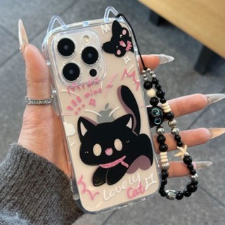 Ốp lưng IPhone17 16 15 14 13 12 11 Pro MaxXRXSMax 78 Plus Phim hoạt hình dễ thương mèo đen tai mèo trường hợp điện thoại