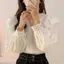 Áo sơ mi cổ V tay phồng thiết kế viền ren kiểu điệu dành cho nữ hàng hottrend XIMIMI SP462