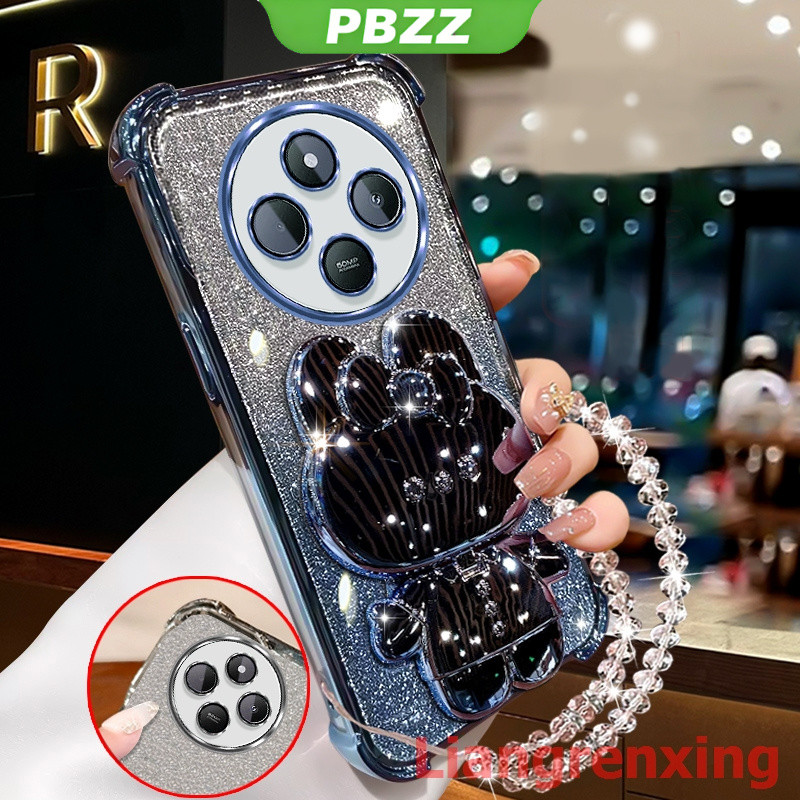 FOR ốp lưng Ốp điện thoại cho redmi 14c poco c75 2024 5g, vỏ mềm chống sốc, thiết kế mới, gương trang điểm thỏ có giá đỡ, dây buộc SJSFTUZJ02