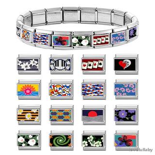 2026 Sáng Tạo Nhiều Màu Sắc Hoa Văn Sun Daisy Piano Đỏ Poker Ý Quyến Rũ Liên Kết Phù Hợp Với 9 Mm Thép Không Gỉ Vòng Tay DIY Làm Trang Sức