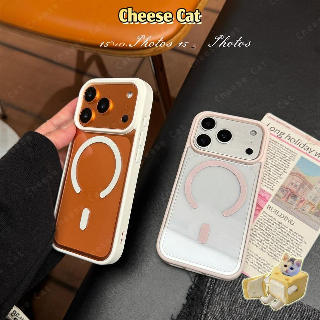 Vỏ sạc không dây từ tính hình vuông vỏ acrylic cứng cho iPhone 11 12 13 14 15 Pro Max X Xs 7 Plus mới viền màu đơn giản