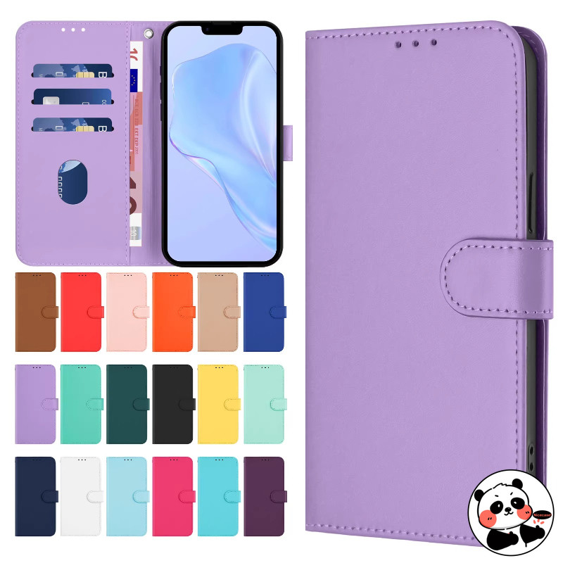 Ốp Điện Thoại Da Lật Màu Trơn Cho Samsung Galaxy A17 A26 A25 A24 M80S 5G 4G Vỏ Đựng Thẻ Sang Trọng Màu Kẹo Dễ Thương Đơn Giản Vỏ Ví Mềm