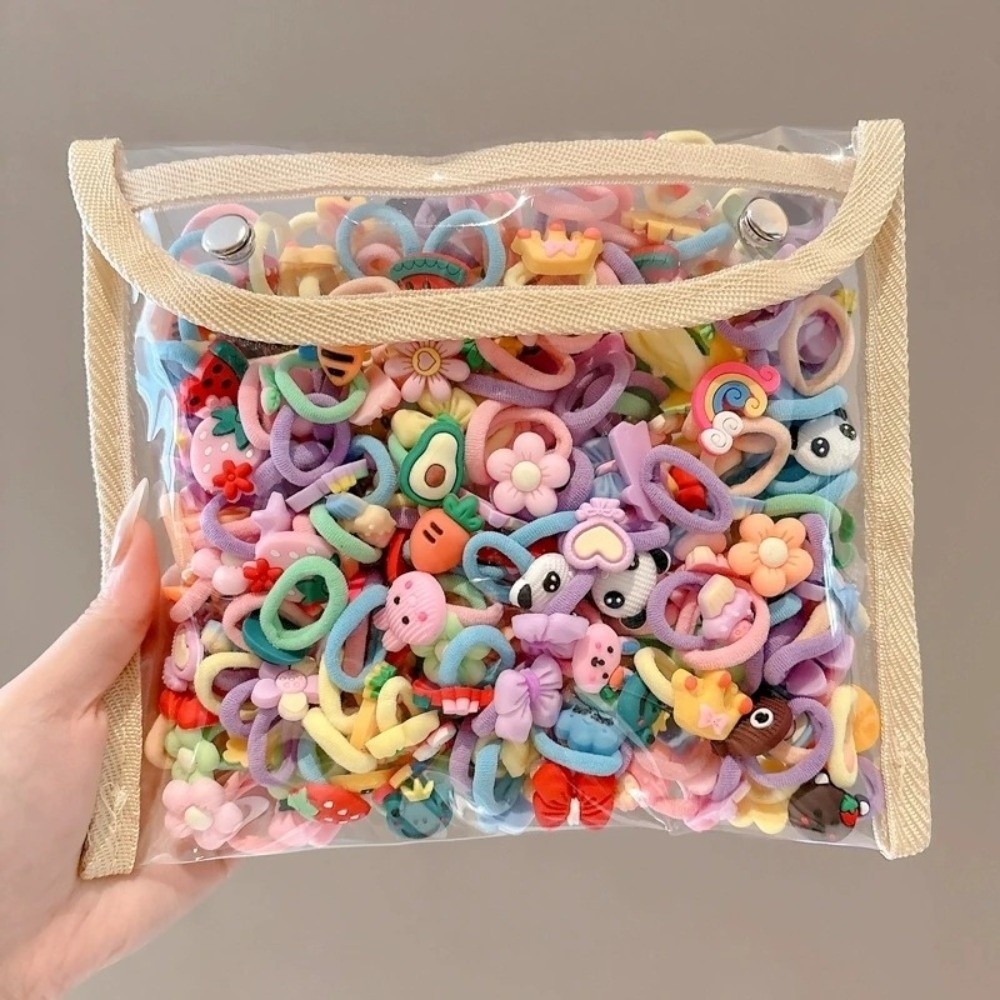 Hobbyin 50/100 Chiếc Dây Buộc Tóc Bé Gái, Thiết Kế Hoa và Động Vật, Linh Hoạt và Thoải Mái cho Bé Gái