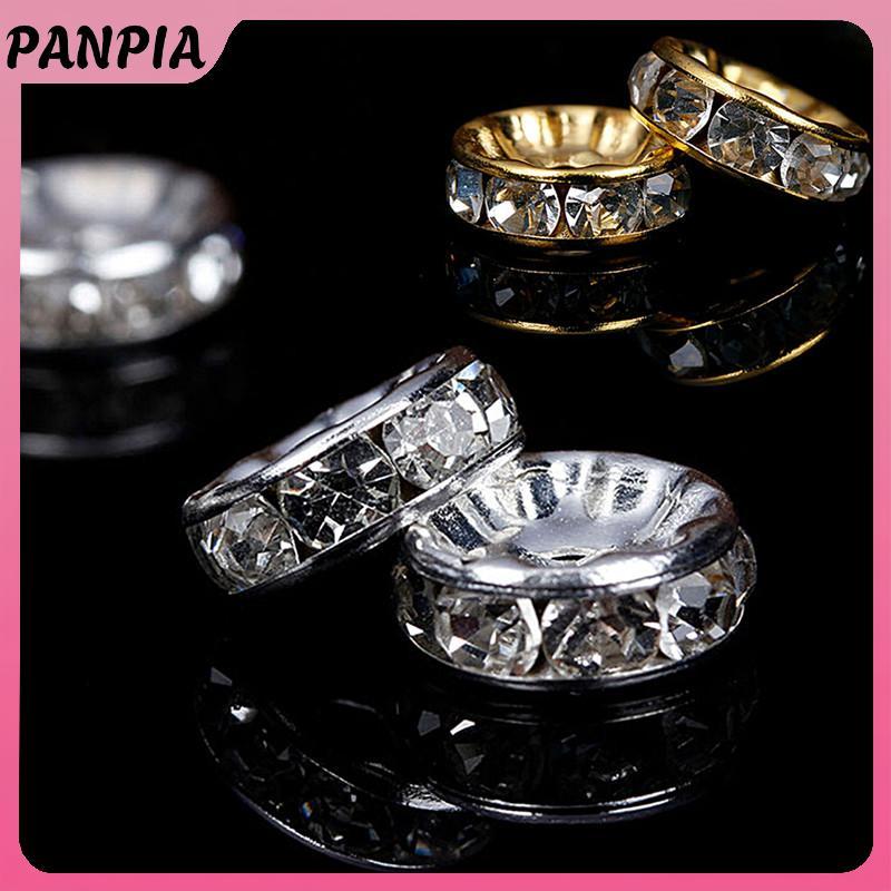 PNPIA - 100 Hạt Rondelle Giả Kim Cương Bạc Vàng Pha Lê, Size 6mm &amp; 8mm, Mới Cho DIY