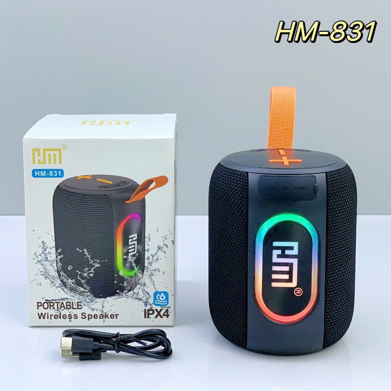 𝐓𝐞𝐜𝐡 𝐒𝐭𝐨𝐫𝐞 Loa Bluetooth Mini HM-831 Không Dây Xách Tay Siêu Bass Đèn LED Chống Nước