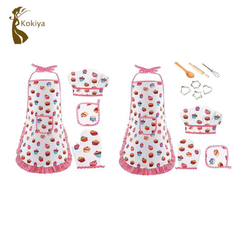 Bộ nướng bánh nấu ăn cho trẻ em Tạp dề đồ chơi phát triển Găng tay nấu ăn Mũ đầu bếp Bộ quần áo đầu bếp cho trẻ mới biết đi Trẻ em